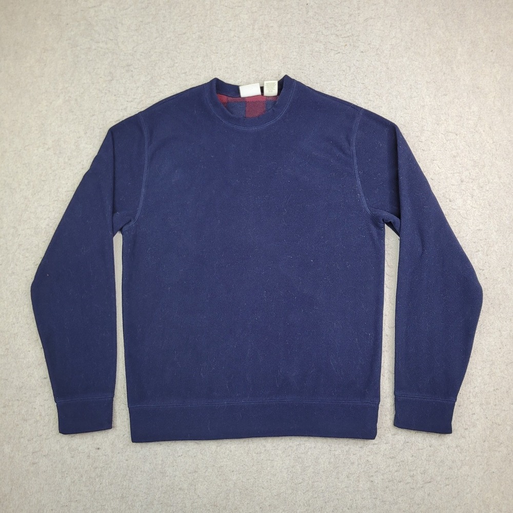 LL Bean Fleece Sweater Mens Small Blue Long Sleeve Crew Neck 278856